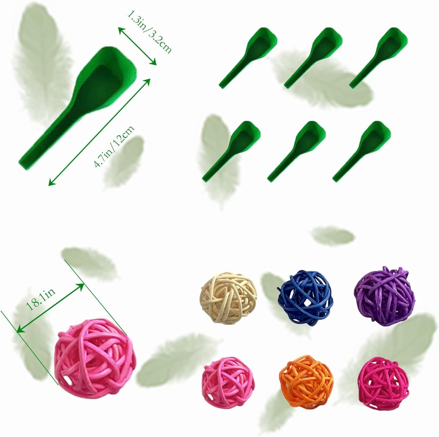 PINVNBY 6 Pieces Stainless Steel Bird Feeding Dish Cups,Parrot Feeder Parakeet Food Water Bowls with Clamp Holder & 6 Pcs Bird Spoon & 6 Pcs Birds Ball Toys for Budgies Macaw Small Animal(S)