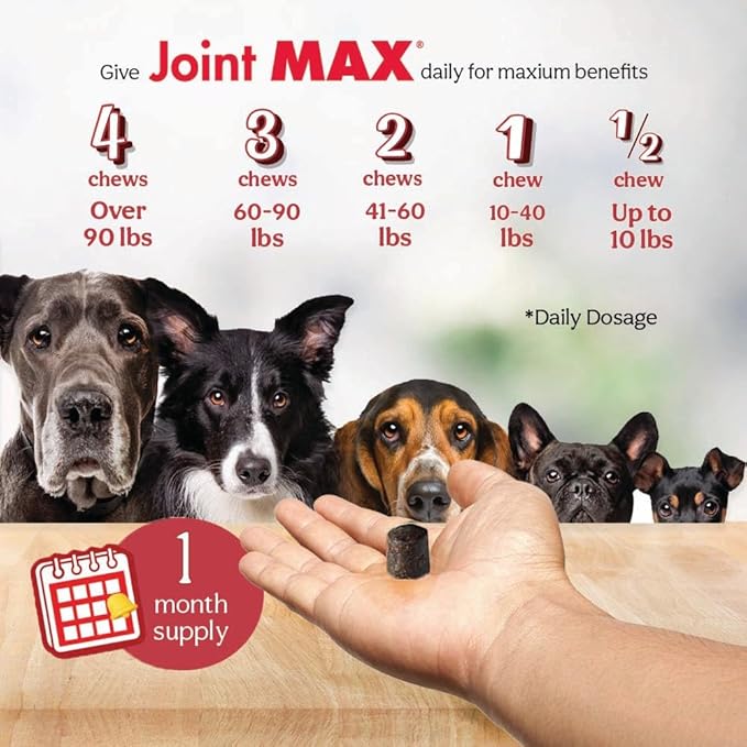 PHS Joint MAX Triple Strength (TS) Soft Chews for Dogs - Glucosamine, Chondroitin, MSM, Turmeric, Omega 3 - Hip and Joint Pain Relief and Support for Dogs - Made in USA - 30 Soft Chews
