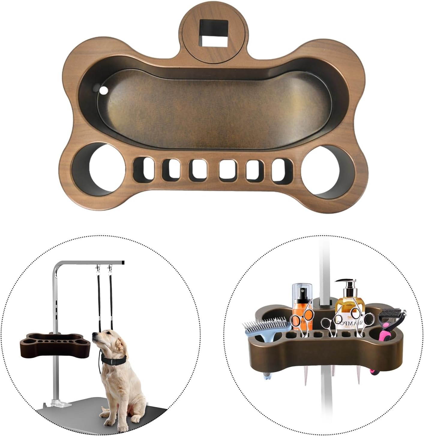 Adjustable Pet Grooming Organizer - Multi-Compartment Holder for Brushes, Scissors and Grooming Accessories