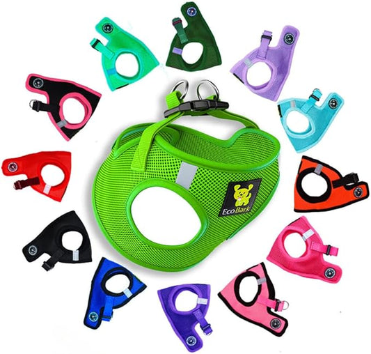 EcoBark Rapid Fastener Super Comfort Fully Adjustable Double Padded Step in Dog Harness (X-Small, Green)