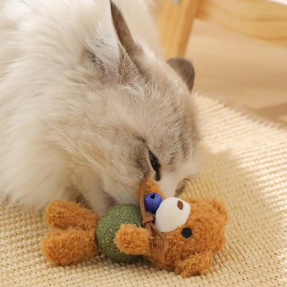Cat Toys with Catnip Kitten Chew Bite Supplies Boredom Relief Fluffy Kitty Teeth Cleaning Chewing Cat Lovers Interactive Plush Gift (New Rabbit)