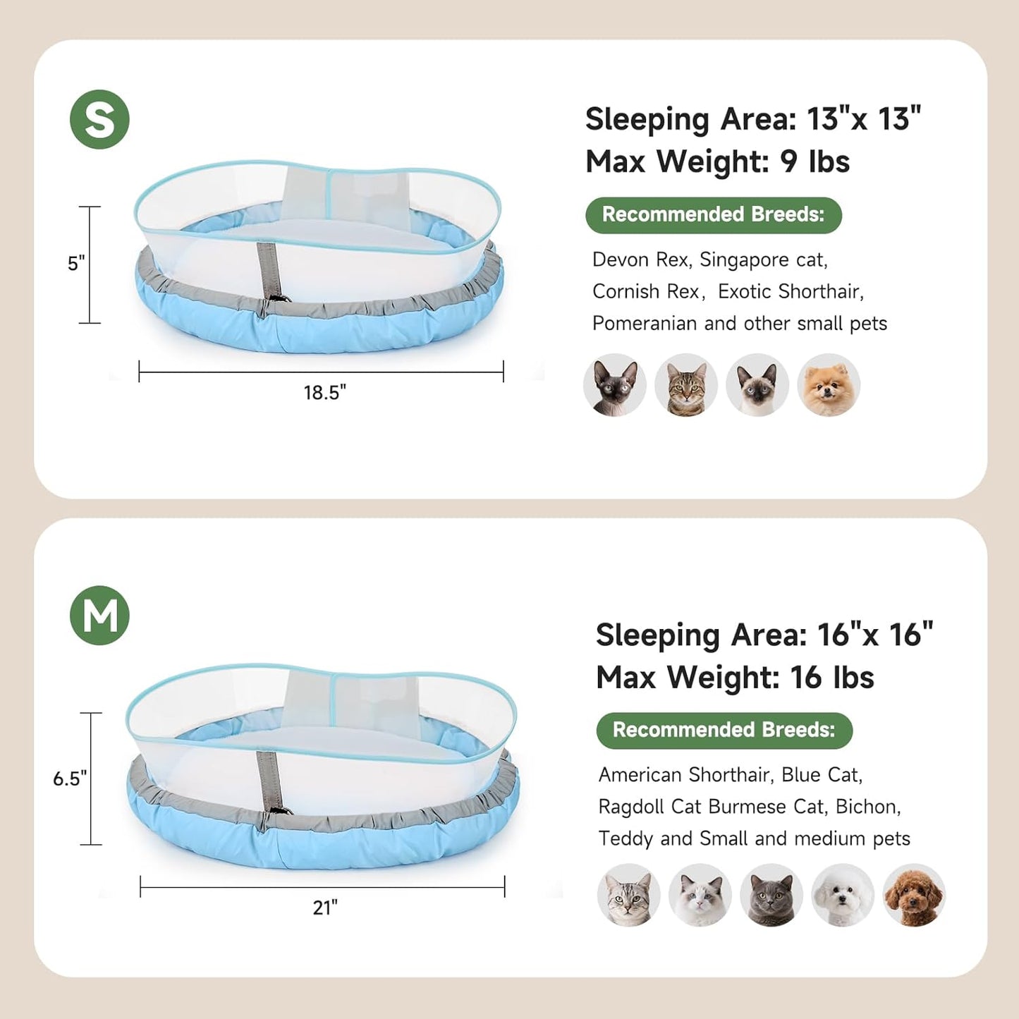 Cat Beds for Indoor Cats, Round Dog Bed for Small Dogs, Puppy, Kitten -Soft Plush Washable Cat Bed Calming with Protective Shield (Blue，18 Inches)