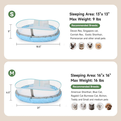 Cat Beds for Indoor Cats, Round Dog Bed for Small Dogs, Puppy, Kitten -Soft Plush Washable Cat Bed Calming with Protective Shield (Blue，18 Inches)
