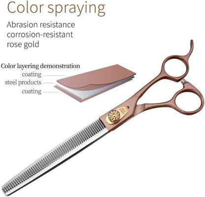 Fenice Peak Professional Thinning Scissors for Dog Cat 7/7.5'' Pet Grooming Scissors 440C Stainless Steel Thinning Shears for Dogs 50/56 Teeth