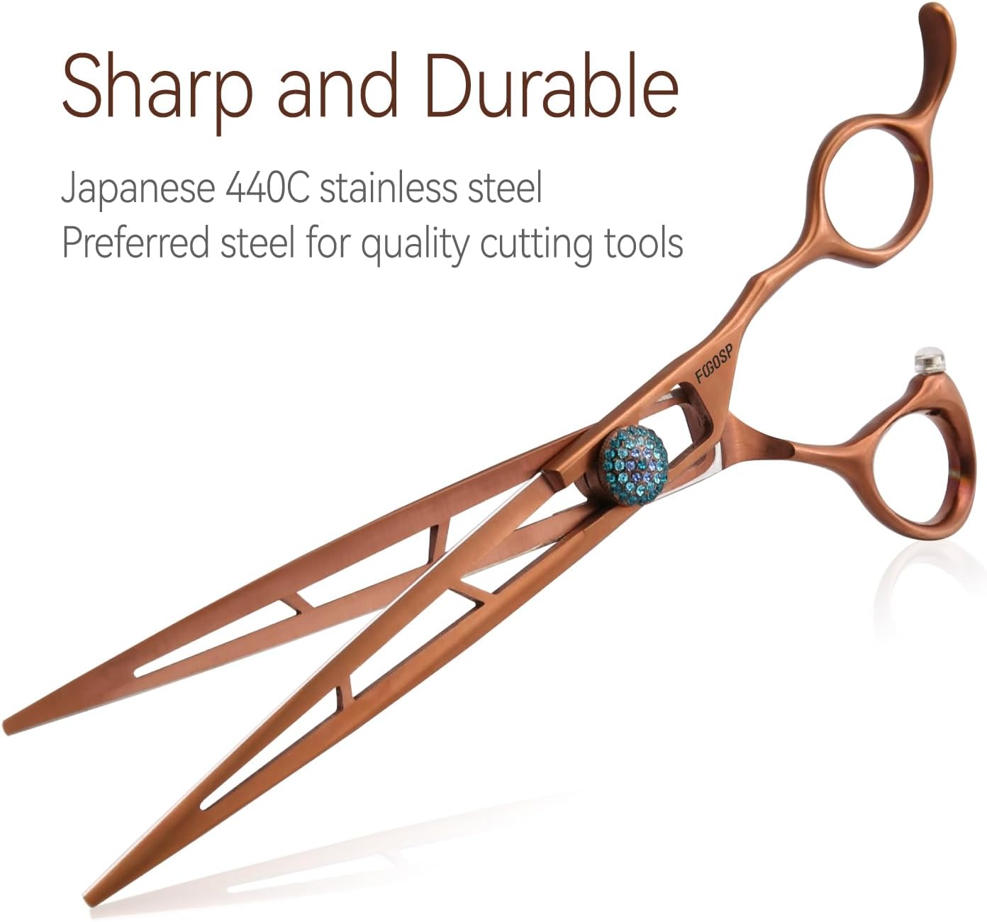 7.5'' Straight Dog Grooming Scissors Professioanl Pet Grooming Shears for Dog Cat High Cobalt Alloy Steel Hollow Out Design Sharp and Light(7.5, Chocolate Striaght)