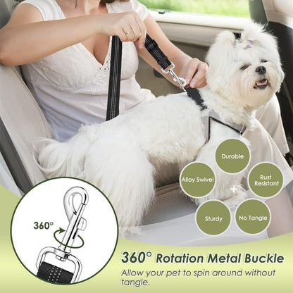 Lukovee Dog Seat Belt - Adjustable Dog Car Harness for Large, Medium & Small Dogs, Soft Padded & Breathable Mesh Dog Seatbelt with Car Vehicle Connector Strap (Black, XXX-Small)