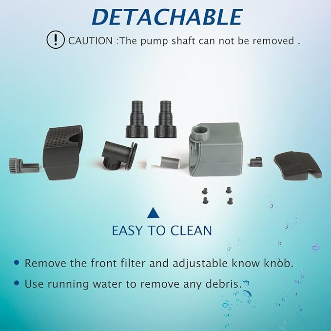 WaterRebirth HSUP4000F Versatile Submersible Pump - Fountain Jets for Ponds, Fish Tanks, Water Gardens - Aquarium & Pond Pump (4000L/H)