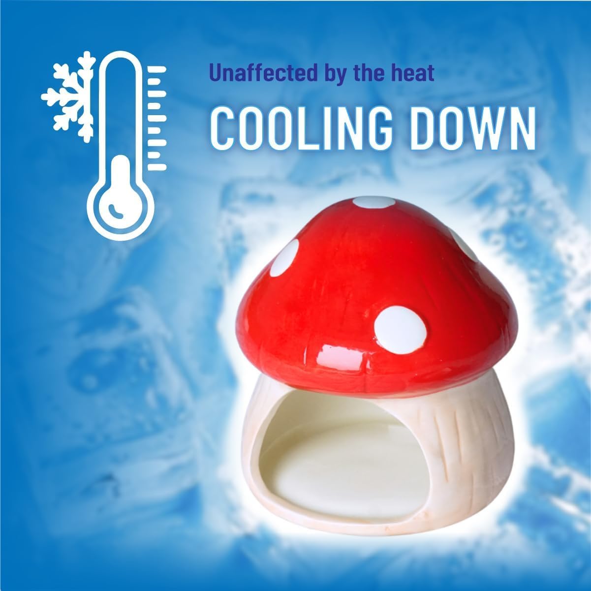 Mushroom Ceramic Hamster Hideout, Food Bowl, Syrian Cage Accessories, Ceramic Larger House and Hideouts, Chew-Proof Decor, Cool Bed Ideal for Syrian Hamster Dwarf Gerbil Mice Golden Bear