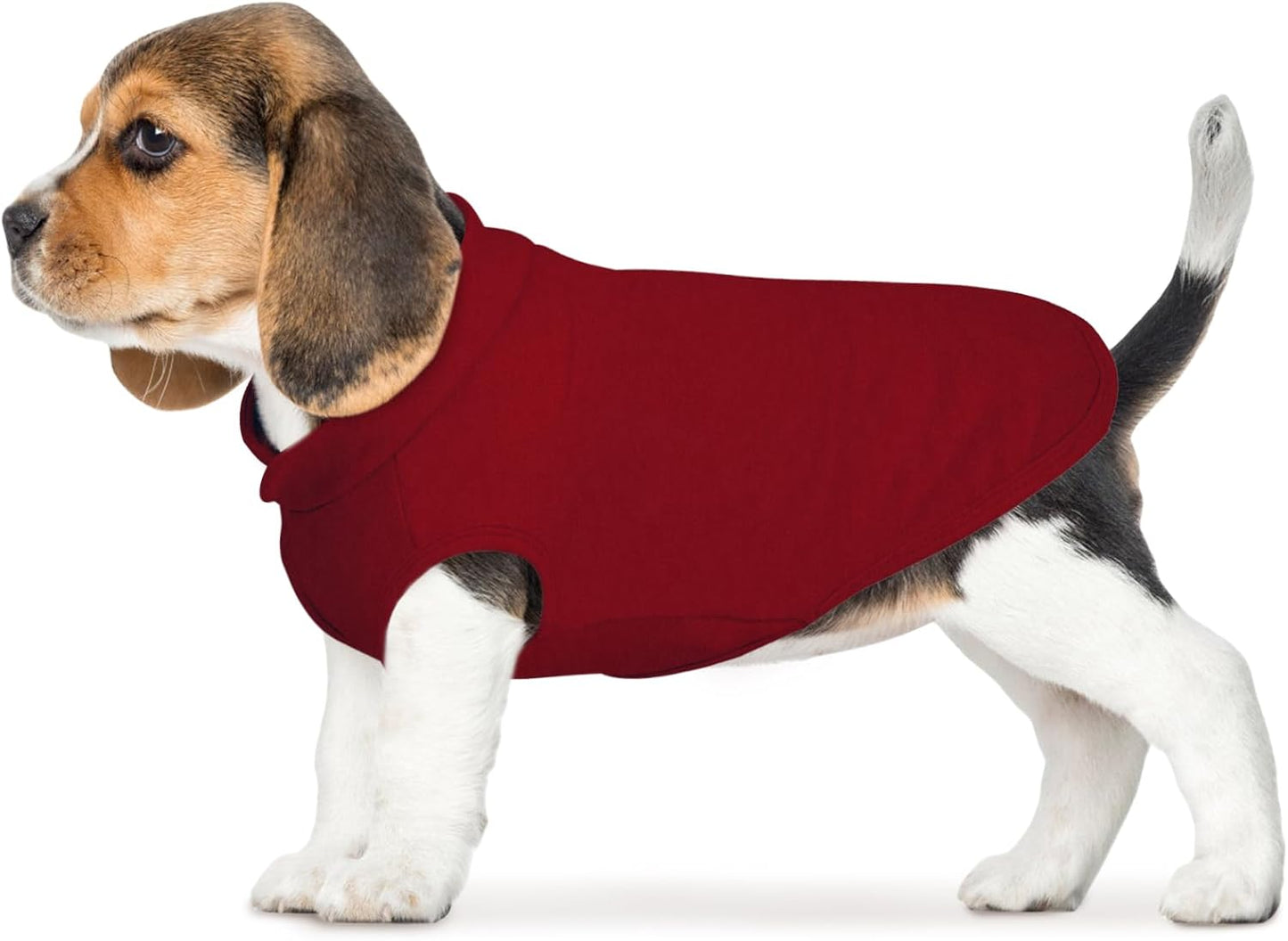 FUAMEY Dog Fleece Vest for Small Dogs,Warm Stretchy Dog Sweatshirts Pullover with Leash Hole Dogs Sweater Soft Pet Turtleneck Cozy Pet Vest Lightweight Sleeveless Red XS