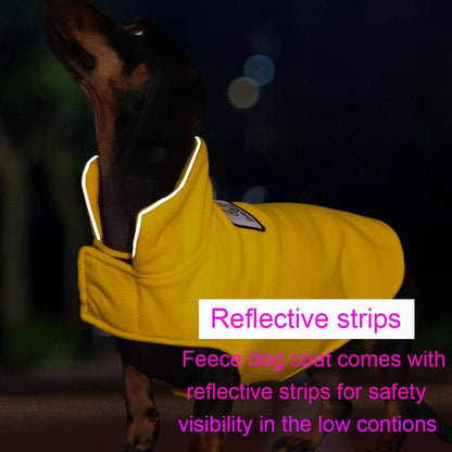Fleece Dog Coat Pet Jacket Reflective for Cold Weather for Extra Large to Small Pets(Yellow,XL)