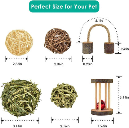 ERKOON New 12 Pack Hamster Chew Toys Gerbil Rat Guinea Pig Chinchilla Chew Toys Accessories, Natural Wooden Dumbbells Exercise Bell Roller Teeth Care Molar Toy for Rabbits Bird Rabbits Hamster Gerbil