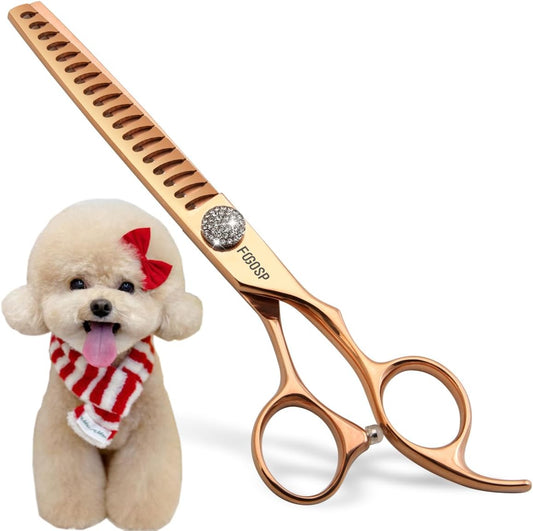Rose Gold Titanium Chunkers Dog Grooming Scissors 7'' Professional Thinning Shears for Dogs Shih Tzu Teddy Pet Japanese 440C 70% Thinning Rate 18 Teeth(7,Chunker)