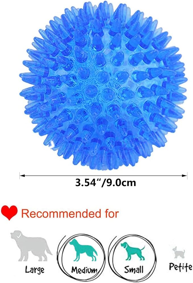 Orgrimmar 3.5" Dog Squeaky Chewing Balls 3 Packs Pet Soft Cleaning Teeth Toys Dogs Spiky Balls with High Bounce for Small Medium Large Pet Dog Toys