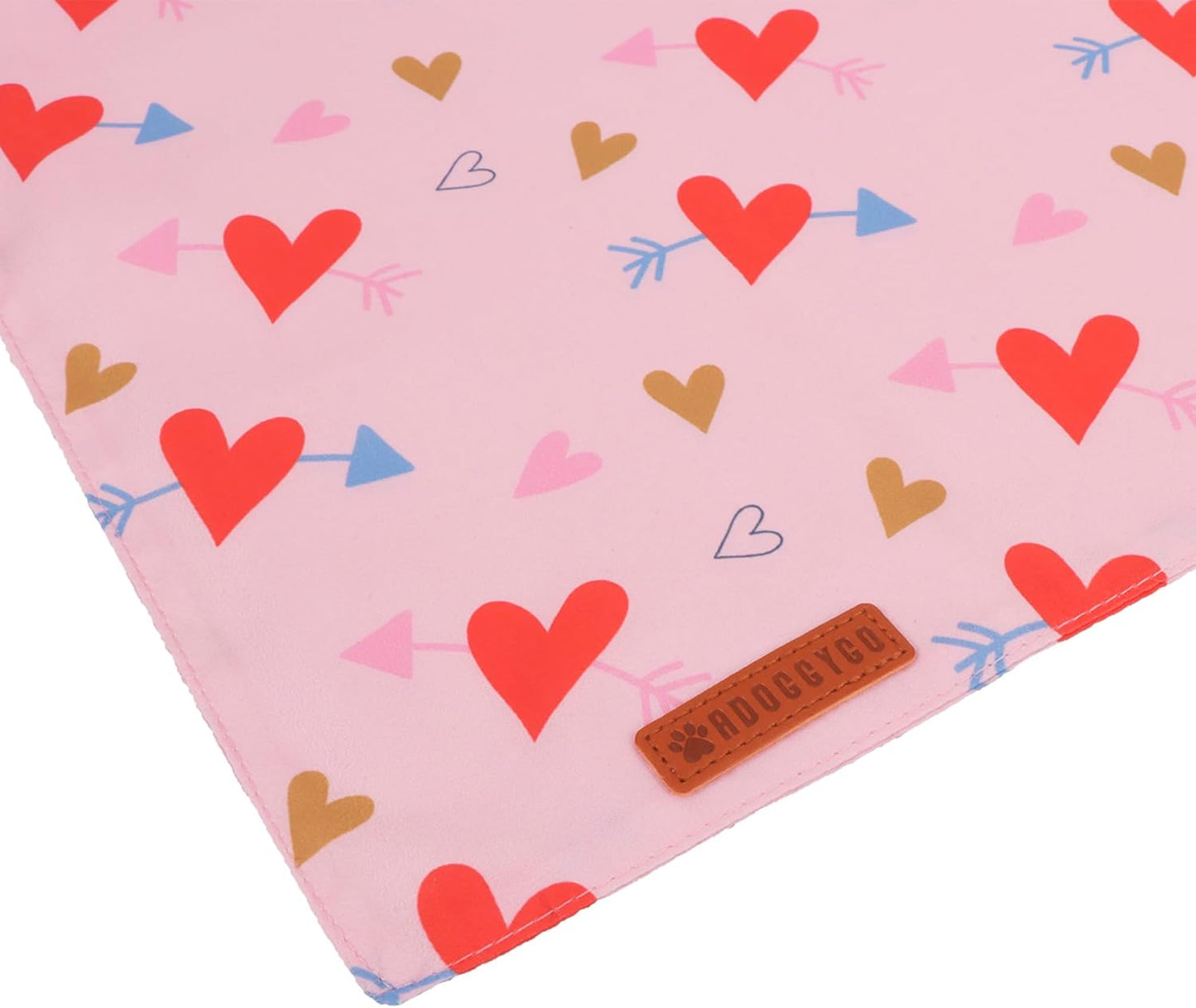 ADOGGYGO Valentine Dog Bandana, Blue Pink Heart Pet Scarf, Premium Durable Fabric, Adjustable Fit Pet Valentine Bandanas for Medium Large Dogs (Large)