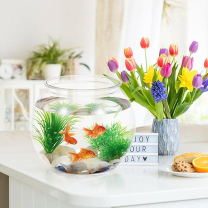 Balacoo Fish Bowl Plastic Transparent Round Fish Tank Desktop Small Aquarium Clear Bubble Bowl Goldfish Turtle Tank Hydroponic Planter Container