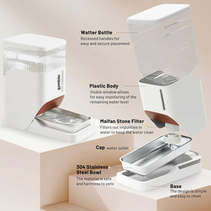 Automatic Dog Water Dispenser 11L with Stainless Steel Bowl, Gravity Extra Large Capacity Water Bowl for Large-Sized Dogs, 3 Gallon Pet Waterer 100% BPA Free, Black