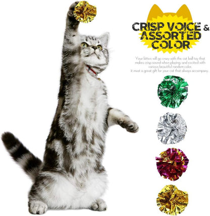 HNYYZL 25 Pack Crinkle Balls Cat Toys - Original Mylar Crinkle Balls Cat Toys（Random Color）