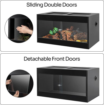 50 Gallon Reptile Enclosure, 36" x 18" x 18" Wooden Reptile Terrarium with Double Hinge Sliding Doors & Top Screen Ventilation, Better Heat Preservation, Suitable for Bearded Dragon Gecko Ball Python