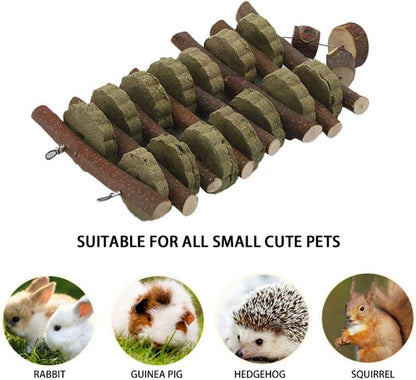 Hamiledyi Bunny Chew Toy for Teeth,Guinea Pig Natural Organic Fruitwood Sticks with Grass Cake for Rabbits,Chinchillas,Gerbils, Squirrels, Hamsters, Chewing/Improve Dental Health