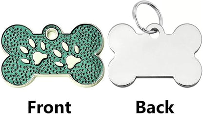 Personalized Dog Cute Paw Pet ID Tag for Pet Collar or Key Chain - cat Name tag, Personalized cat id tag, Kitten Name tag, Kitten id tag (Bone-Shaped-Small: Ocean Blue)