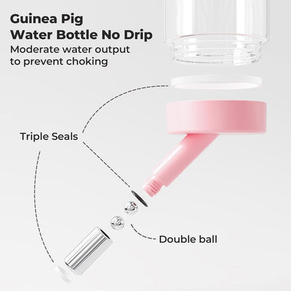 mini&moe Hamster Water Bottle No Drip – 4 oz Guinea Pig Water Bottle for Glass Tank with Adjustable Stand, Leak Proof Small Animal Water Dispenser for Cage for Gerbil Chinchilla Ferret Hedgehog