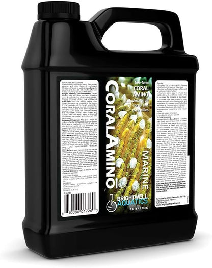 Brightwell Aquatics CoralAmino - Complex of Amino Acids for Corals - Coral Food for Aquarium Coral Growth - Saltwater Aquarium Treatments, 67.6 fl oz