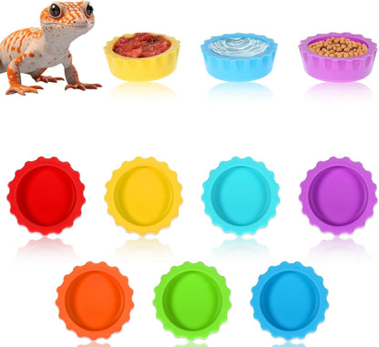 7 Pack Reusable Small Reptile Feeding Dish Crested Gecko Food and Water Feeding Cups Crested Gecko Food Dish Colorful Water Bowl Reptile Foods Dish for Tortoise, Small Pet and Crab