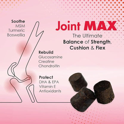 PHS Joint MAX Triple Strength (TS) Soft Chews for Dogs - Glucosamine, Chondroitin, MSM, Turmeric, Omega 3 - Hip and Joint Pain Relief and Support for Dogs - Made in USA - 30 Soft Chews