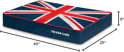 The Dog’s Bed Orthopedic Memory Foam Dog Bed, Large Blue & Red Trim UK Center Flag, Pain Relief for Arthritis, Hip & Elbow Dysplasia, Post Surgery, Supportive, Calming, Waterproof Washable