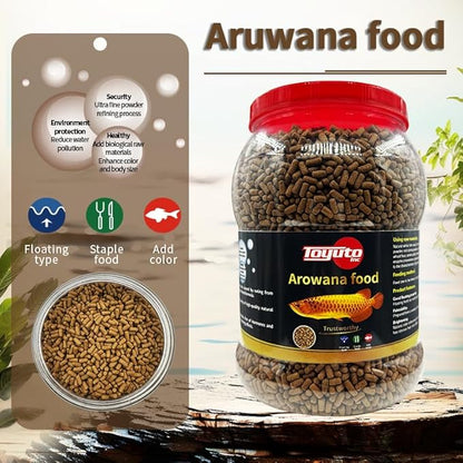 High Protein Floating Sticks Fish pellets for Arowana,Oscars,Flower Horns,Red Parrots Arowana pellets,1kg (2.2lb)