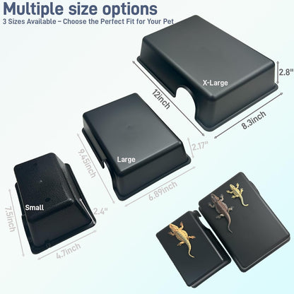 2 Pcs 12in Durable Large Reptile Hide, Ball Python Hide, Leopard Gecko Hide, Bearded Dragon Hide, Easy to Clean Reptile Cave for Tank, Snake Hide Large Enclosure (12" x 8.3" x 2.8" X-Large)