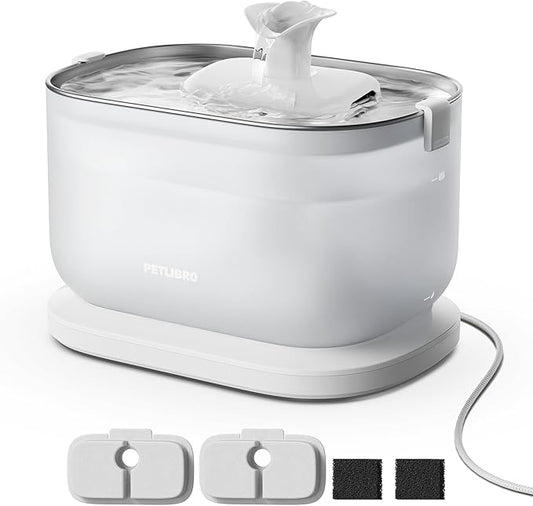 PETLIBRO Cat Water Fountain, Cat Fountain Indoor Stainless Steel Tray, 2.5L/84oz Wireless Pump Pet Water Fountain, Cat Water Dispenser with Two Flow Modes, Pet Fountain for Drinking Easy Clean
