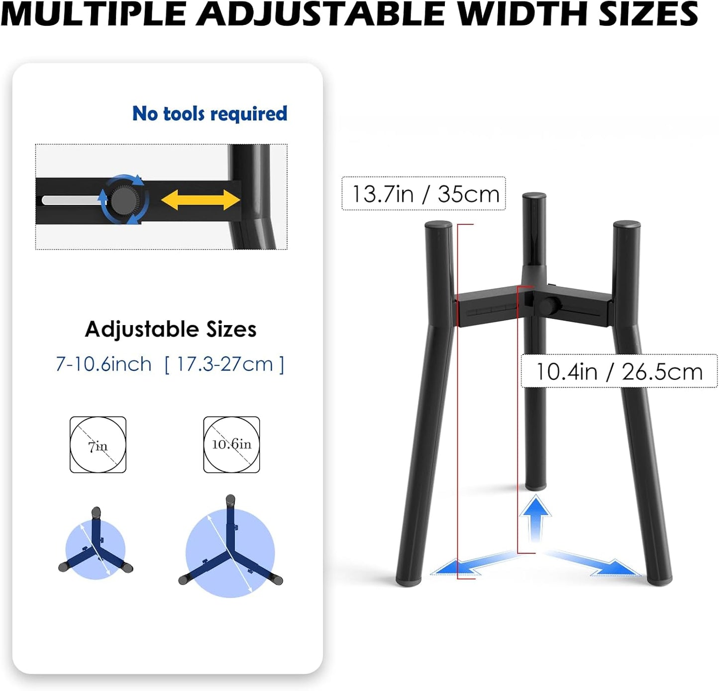 Dog Bowl Stand for Large Dogs, Adjustable Width 7-10.6" Elevated Dog Bowls，13.7in Tall Raised Food Water Stand, Single Holder, Bowl Not Included