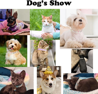 Serijoars Small Dog Collar with Rhinestone Crystal Diamond Colorful Bling Girl Puppy Cat Collars (S, Pink3)