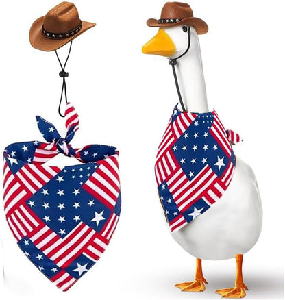 Dog Cowboy Hat Mini Brown Independence Day Costume 4th of July Pet Bandana Halloween Costume for Cat Size S