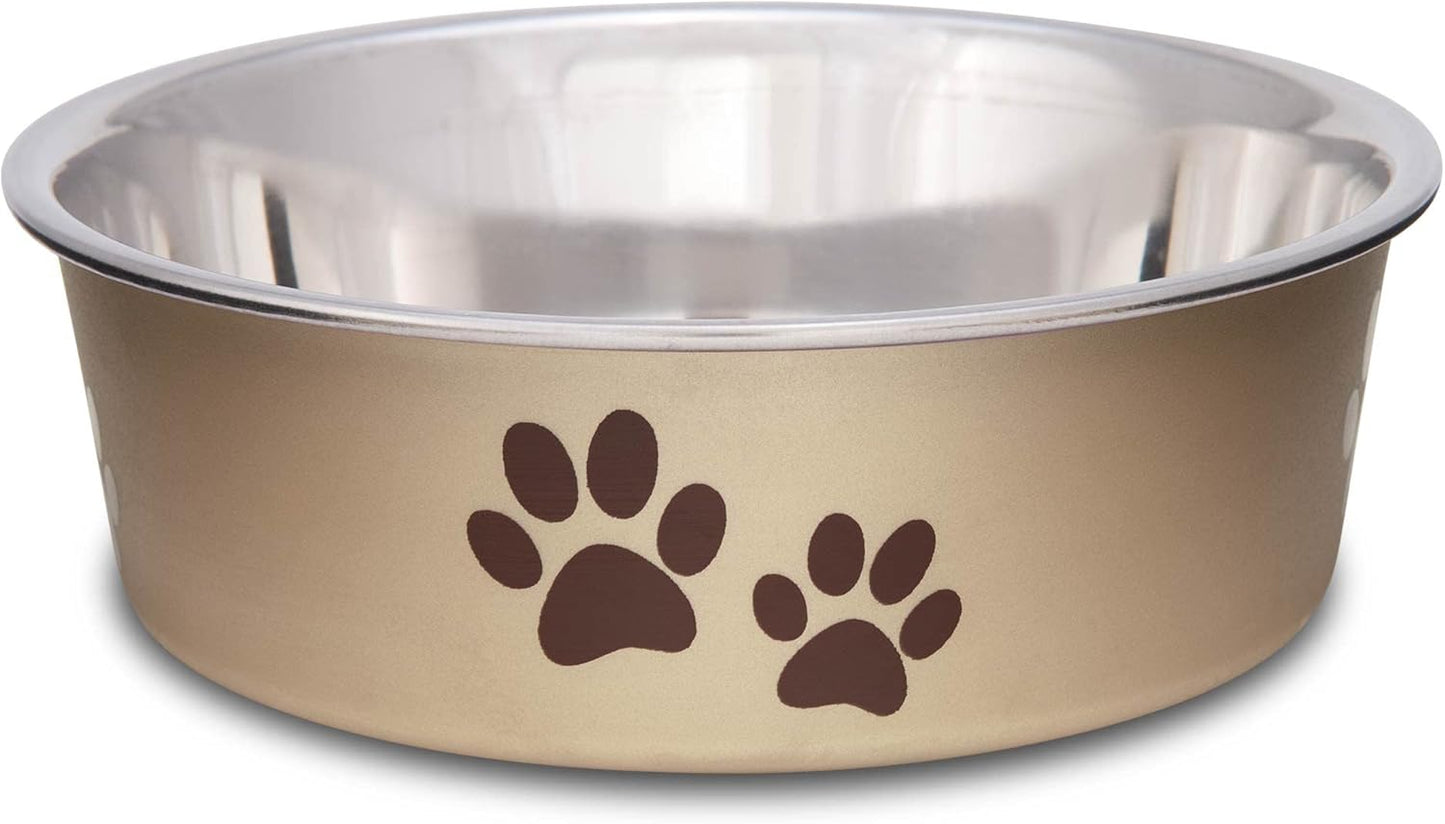Loving Pets Bella Dog Bowls- Stainless Steel Dog & Cat Bowls - Spill Proof Dog Food Bowl, Cat Bowl, Puppy Essentials & Pet Supplies Great for Home & Travel (Small 10-20 lbs, Champagne)