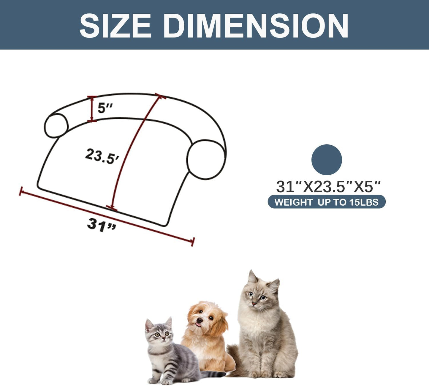 Calming Dogs/Cats Bed Mats, Dog Pad Washable Removable Couch Cover, Plush Long Fur Mat for Pets, Waterproof Lining, Perfect for Small, Medium and Large Dogs and Cats (Navy Blue, 31"x23")