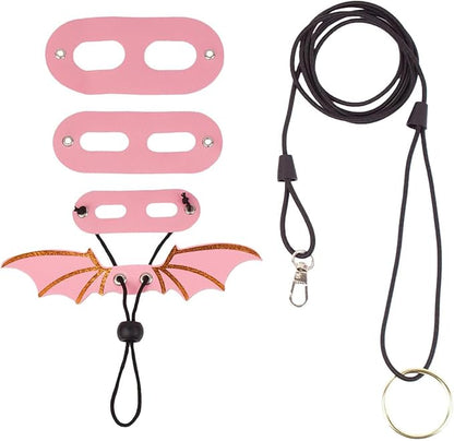 Adjustable Lizard Harness and Leash Set with Wings 3 Pack S M L Soft Leather Reptile Costume Accessories for Bearded Dragon Chameleon Guinea Pig Small Animals Pink