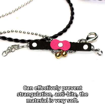 Squirrel Chipmunk Traction Rope Strap Anti-Biting Chain Rope, Small Animal Walking Collar Harness with Lead Leash for Hamster Gerbil Rat Mouse Ferret Chinchilla (Black with Coffee)