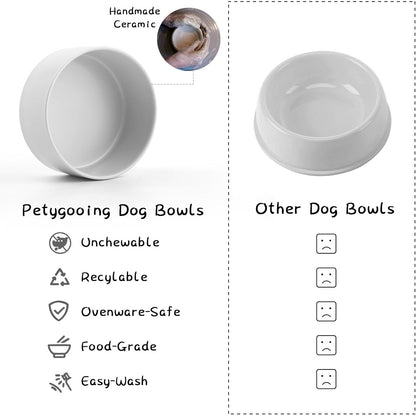 Petygooing Grey Elevated/Raised Ceramic Dog Bowl for Small Breeds, Dog Food Water Dish with Stand,Pet Feeding Bowl with Anti Slip Rubber for Cats and Small Dogs Puppy 13.5 OZ (5.1In / 1.7 Cups)