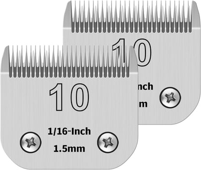 10# Pet Dog Grooming Detachable Ceramic Blades,Compatible with Andis,Oster A5,Wahl KM10 Clippers,Cut Length 1/16"(1.5mm),2 PCS