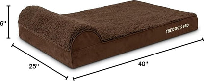 The Dog’s Bed Orthopedic Headrest Dog Bed Large Brown, Memory Foam, Pain Relief for Arthritis, Hip & Elbow Dysplasia, Post Surgery, Lameness, Waterproof Washable Cover