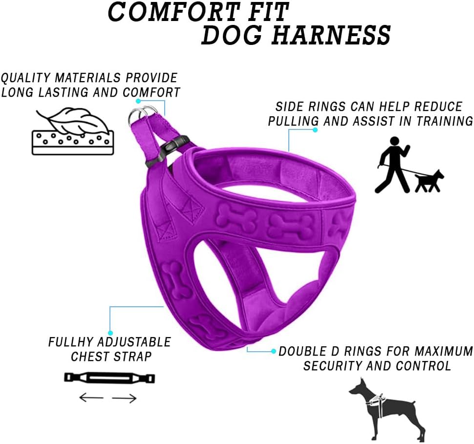 Comfort fit Step-in Dog & Puppy Harness - Comfortable All Weather Dog Vest Harness: Adjustable, Soft Padded, Easy to Put-on for Small, Medium-Sized Dogs.