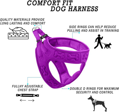 Comfort fit Step-in Dog & Puppy Harness - Comfortable All Weather Dog Vest Harness: Adjustable, Soft Padded, Easy to Put-on for Small, Medium-Sized Dogs.