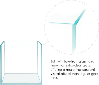 Cube Rimless Frameless Extra Clear All Glass Aquarium, Low Iron Glass Tank, 5mm Glass, White Leveling Mat Included, w/Lids Options