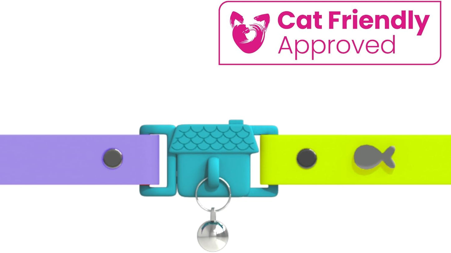 Kittyrama Cat & Kitten Collar - Cat Friendly Award Winner - Soft, Comfortable, Hypoallergenic, with Release Buckle - Seen in Vogue Magazine - Tahiti - Other Styles Available