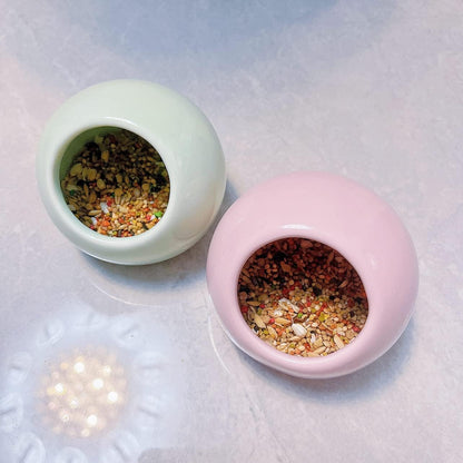 Bird Feeder Ceramic Anti-Spill Food Bowl for Parrot Cockatiels Parakeets Conures Zebra Finch Hamsters Guinea Pigs Rabbits Gerbil- Small Pet Supplies (Green)