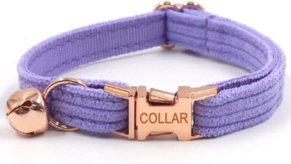 Personalized Cat Collar with Bells,Velvet Customized Small Cat Collar with Name Tag,Pet Collar with Name Phone Number Engraved ID Tags for Boy and Girl Kitten Cats (Taro Purple)