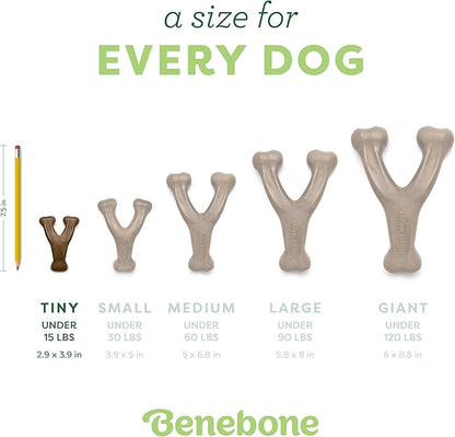 Benebone Wishbone Durable Dog Chew Toy for Aggressive Chewers, Real Bacon, Made in USA, Tiny