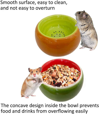 Hamiledyi 2PCS Hamster Bowl,Ceramic Food Water Feeding Dish for Guinea Pigs Gerbil Mouse Rat Chinchilla Hedgehog Sugar Glider